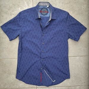 Robert Graham Men's Short Sleeve Button-Down Shirt in Blue